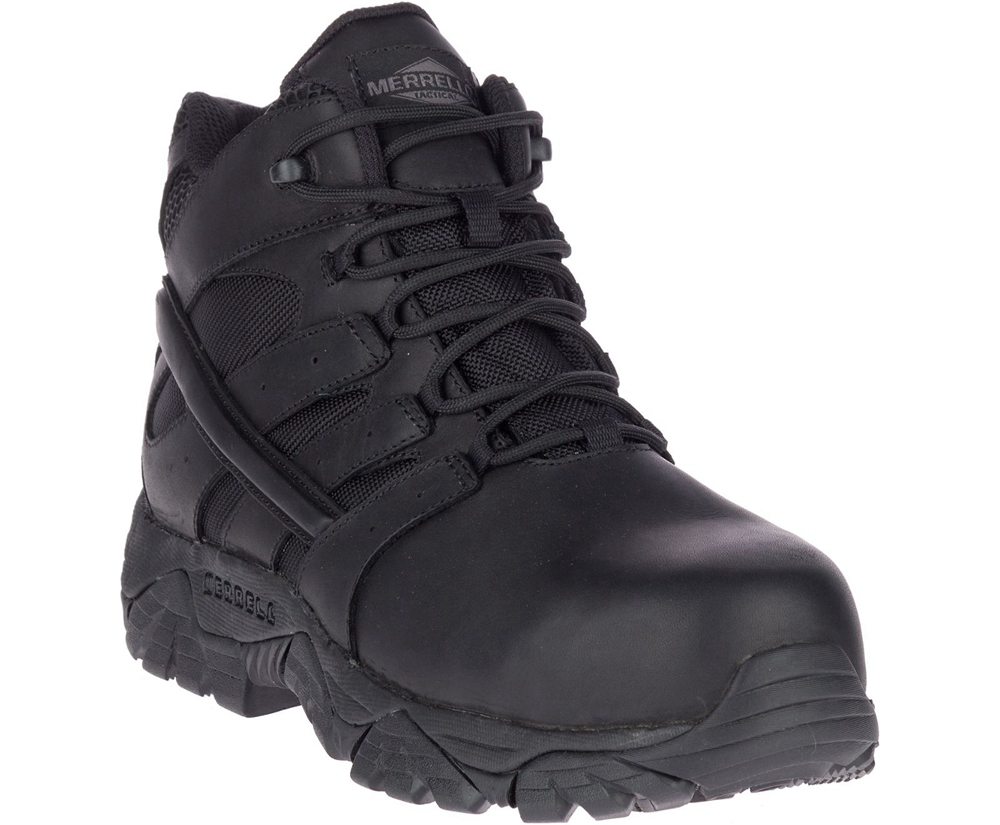 Merrell Boots Black - Moab 2 Mid Tactical Response Waterproof Comp Toe Work - Womens 13EVCWSUB